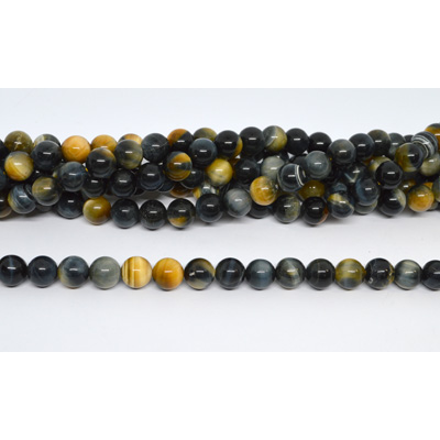 Blue Tiger Eye (dyed) polished round 10mm strand 38 beads