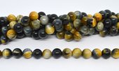 Blue Tiger Eye (dyed) polished round 12mm strand 32 beads-beads incl pearls-Beadthemup