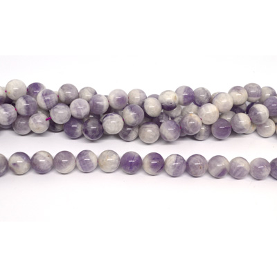 Amethyst Chevron polished round 12mm strand 33 beads