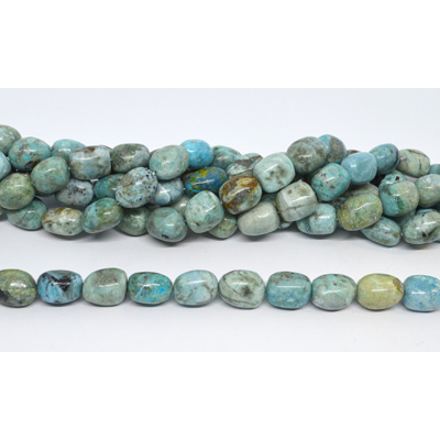 African Blue Opal nugget 12x15mm strand 28 beads