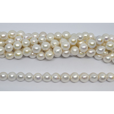Freshwater Pearl almost round 11-13mm strand 34 beads