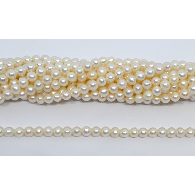 Freshwater Pearl almost round 5mm strand 80 beads