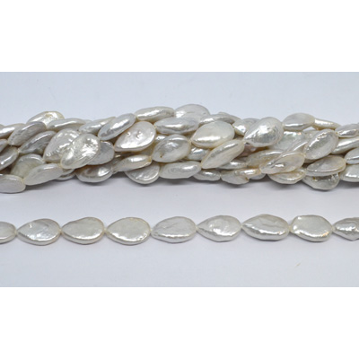 Freshwater Pearl Coin Teardrop 15x9mm strand 27 beads