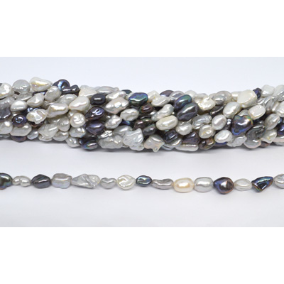 Freshwater Pearl Keshi 6-7mm Grey/White strand 44 beads