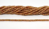 Freshwater Pearl dyed Copper Rondel/Button 4-4.5mm strand 145beads-beads incl pearls-Beadthemup