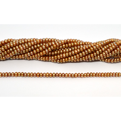 Freshwater Pearl dyed Copper Rondel/Button 4-4.5mm strand 145beads