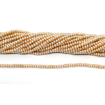 Freshwater Pearl dyed Cream Rondel/Button 3.5-4mm strand 155beads