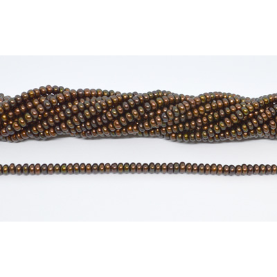 Freshwater Pearl dyed Brown Rondel/Button 4-4.5mm strand 150beads