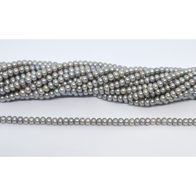 Freshwater Pearl dyed Grey Rondel/Button 4-4.5mm strand 110beads