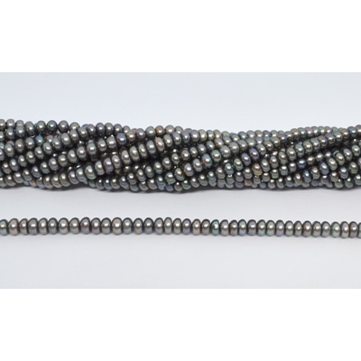 Freshwater Pearl dyed Grey Rondel/Button 4-4.5mm strand 130 beads