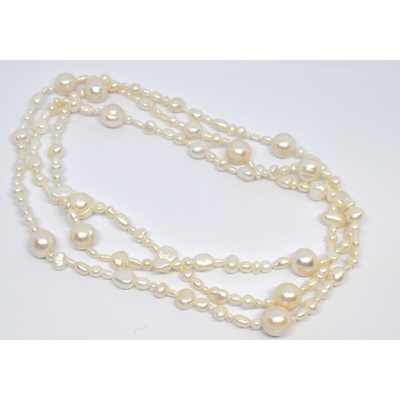 Freshwater Pearl Necklace Mix 3.5-10mm knotted 115cm