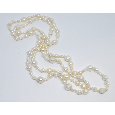 Freshwater Pearl Necklace Mix 3.5-9mm knotted 110cm