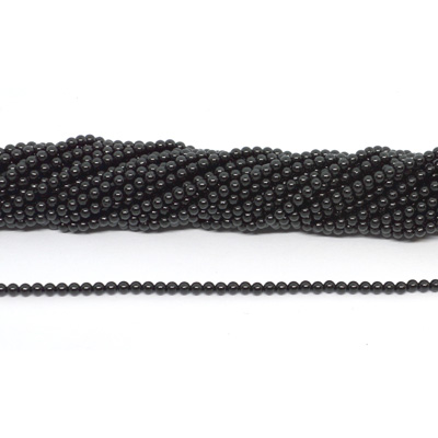 Black Spinel polished round 4mm strand 84 beads