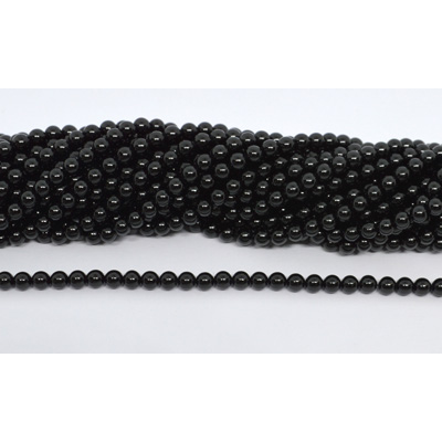 Black Spinel polished round 6mm strand 96 beads