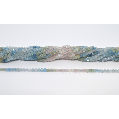 Beryl Faceted Cube 4mm strand 88 beads