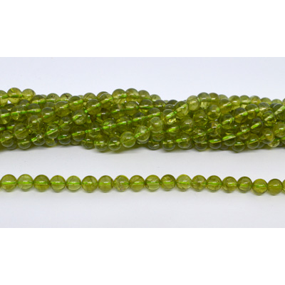 Peridot polished round 5-6mm strand 75 beads