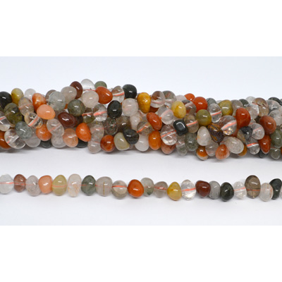 Red Rutile Quartz side drill nugget 10x7mm strand 59 beadds