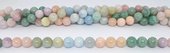 Amazonite Aquamarine Morganite Kunzite mix 12mm round strand 34 beads-beads incl pearls-Beadthemup