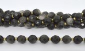 Silver Golden Obsidion Faceted rice 8x10mm strand 35 beads-beads incl pearls-Beadthemup
