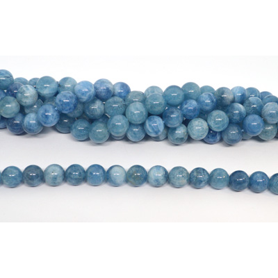 Aquamarine 3A polished round 10mm strand 40 beads