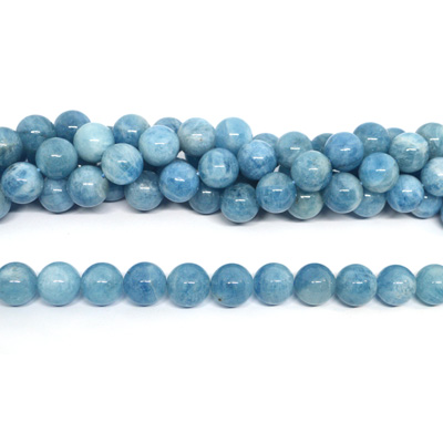 Aquamarine 2A polished round 14mm strand  beads