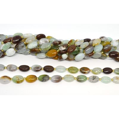 Chrysophase polished flat oval 10x14mm strand 24 beads