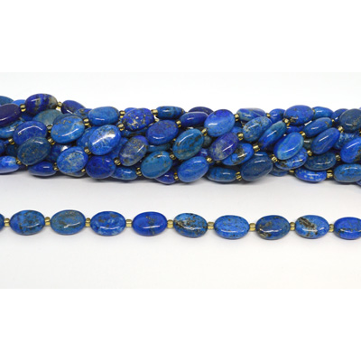 Lapis Lazuli polished flat oval 10x14mm strand 24 beads