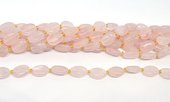 Rose quartz polished flat oval 10x14mm strand 24 beads-beads incl pearls-Beadthemup
