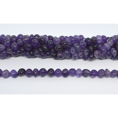 Amethyst side drill nugget 10x8mm strand 54 beads