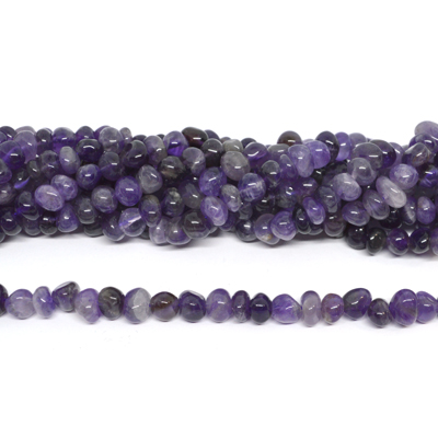 Amethyst side drill nugget 10x6mm strand 54 beads