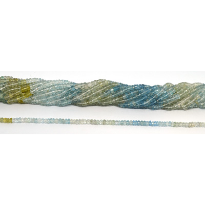Aquamarone Shaded faceted rondel 4x3mm strand 140 beads
