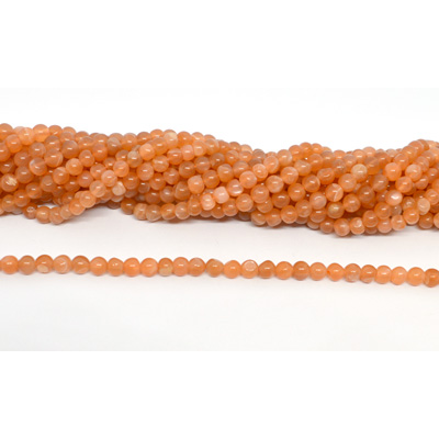 Peach Moonstone polished round 4mm strand 84 beads