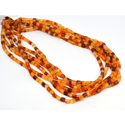 Carnelian triangle tube 4x5mm strand 78 beads