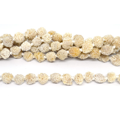 Natural Selenite Desert Rose Beads Raw approx 14mm strand 28 beads