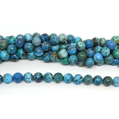 Blue Opal Peru polished round 12mm strand 34 beads