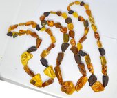 Amber large nugget Polished Necklace approx 68cm-beads incl pearls-Beadthemup