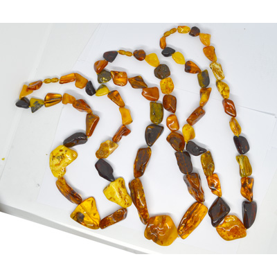 Amber large nugget Polished Necklace approx 68cm