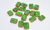 Turquoise Green 13x18mm rectangle  Composite w/Copper bezel EACH-beads incl pearls-Beadthemup