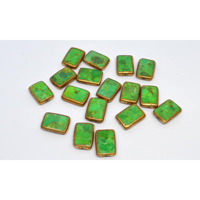 Turquoise Green 13x18mm rectangle  Composite w/Copper bezel EACH
