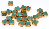 Turquoise Blue 8mm 4 leaf clover Composite w/Copper bezel EACH-beads incl pearls-Beadthemup