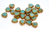 Turquoise Blue 10mm triangle Composite w/Copper bezel EACH-beads incl pearls-Beadthemup