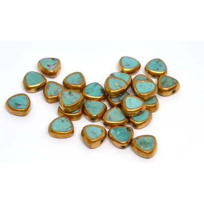 Turquoise Blue 10mm triangle Composite w/Copper bezel EACH