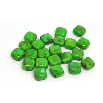 Turquoised Green polished diamond 9mm EACH BEAD