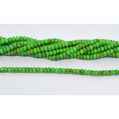 Turquoised Green polished rondel 9x5mm strand 100 beads