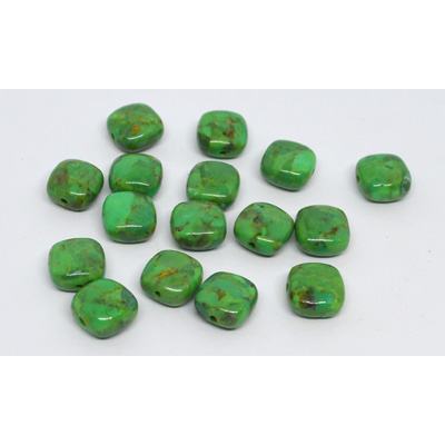 Turquoised Green polished square 9mm EACH BEAD