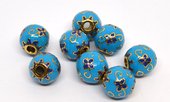 Cloisonne blue 12mm gold 4mm hole 2 pack-findings-Beadthemup