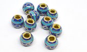 Cloisonne Aqua/Blue 9x10mm gold 4mm hole 2 pack-findings-Beadthemup