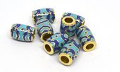 Cloisonne Aqua/Blue 11x8mm gold 4mm hole 2 pack-findings-Beadthemup