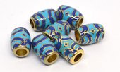 Cloisonne Aqua/Blue 13x10mm gold 4mm hole 2 pack-findings-Beadthemup