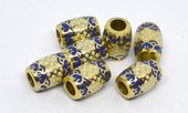 Cloisonne white/Navy  11x8mm gold 4mm hole 2 pack-findings-Beadthemup